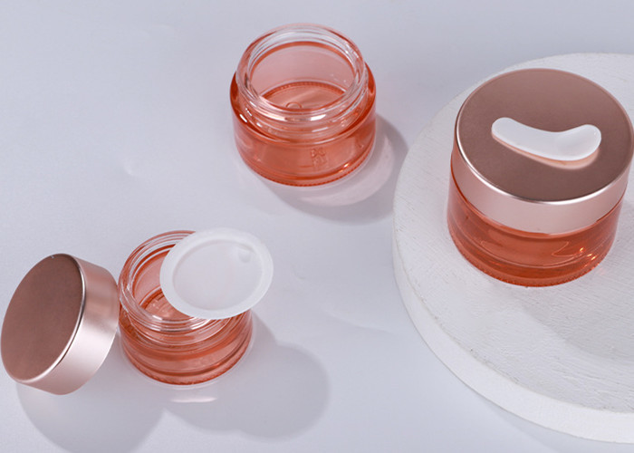 5ml 10ml 15ml 20ml 30ml 50ml 60ml 100ml Straight Round Rose Gold Lid Cosmetic Face Cream Jar Pink Glass Cream Jars with Spoon