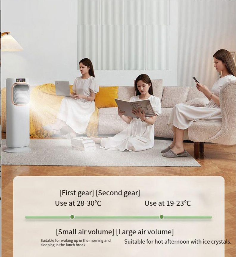 Household Vertical Dual Purpose Electric Fan Heater Air Cooler with Remote 330*270*900mm