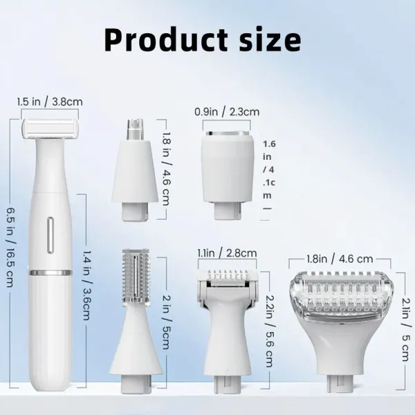 Six-In-One Multifunctional Electric Shaver Set with USB Charging Fully Waterproof for Eyebrow Trimming and Household Use