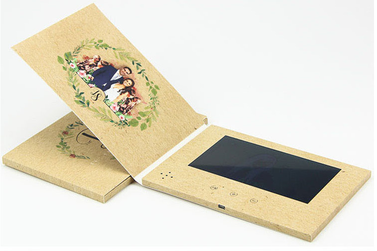 7 inch A5 size custom print video brochure card for wedding invitation, LCD wedding invitation brochure mailer