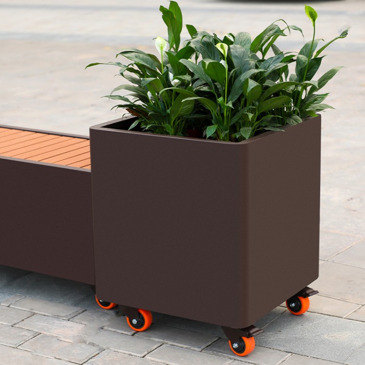 Removable garden flower pot chair with wheels planter box