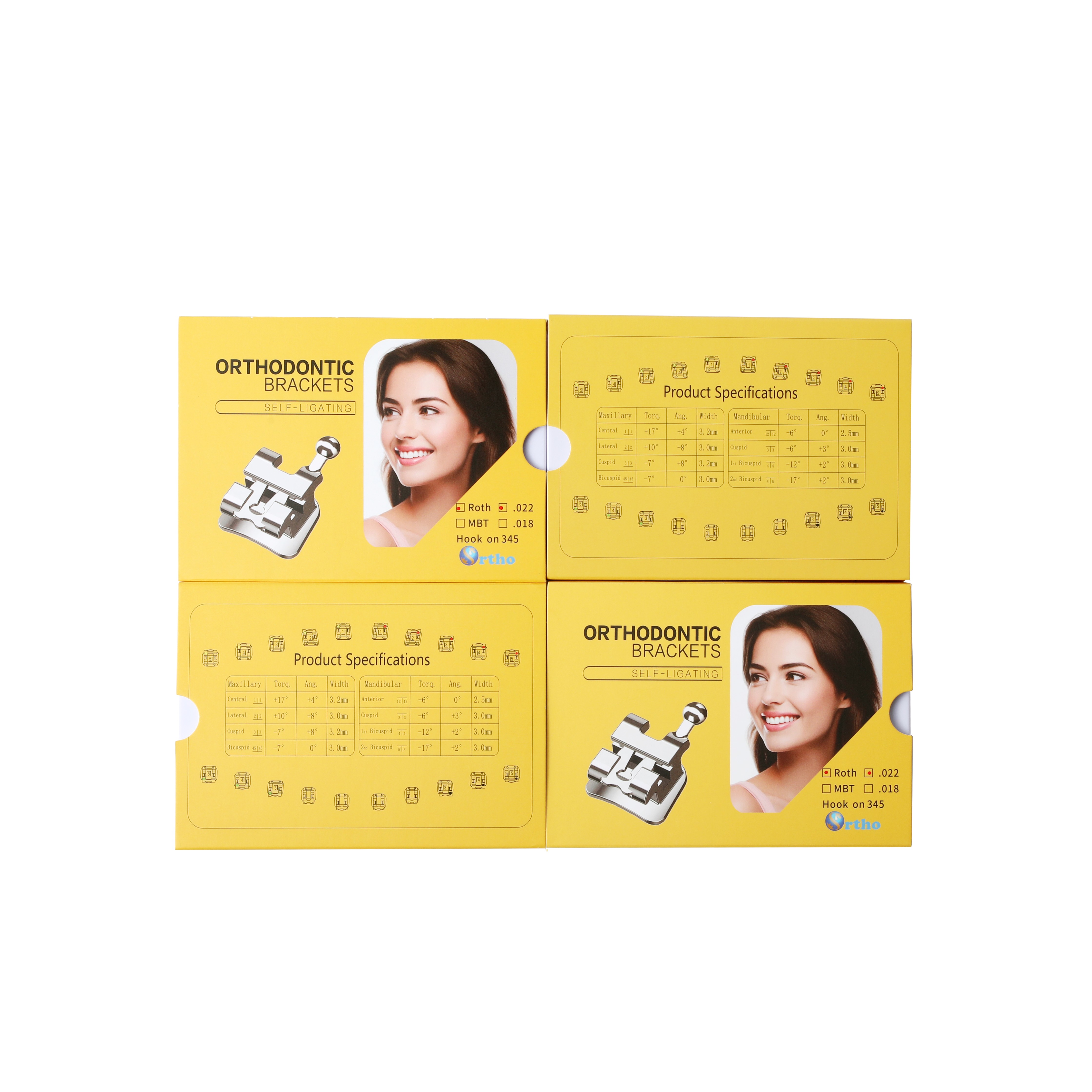Self Ligating Metal Orthodontic Bracket Roth Braces 0.022 0.018 Slot
