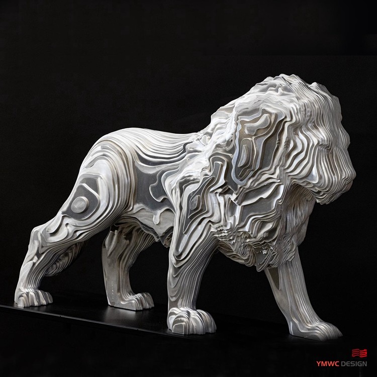 Custom Metal Animal Statues Art Decoration with Large Stainless Steel Lion Sculptures