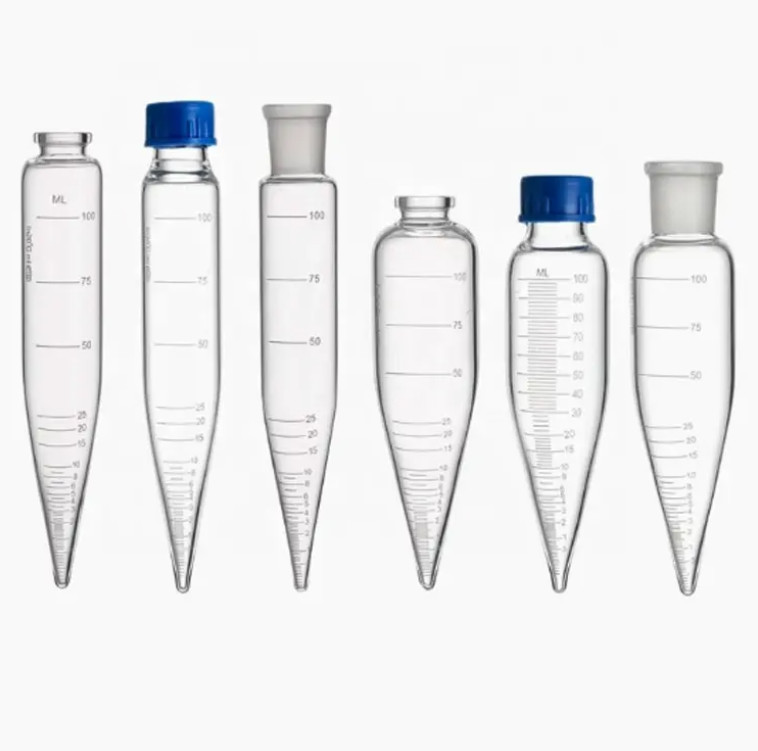 Double-Reinforced Borosilicate Glass Conical Centrifuge Tubes for Lab Research in 100/200 mL Capacity