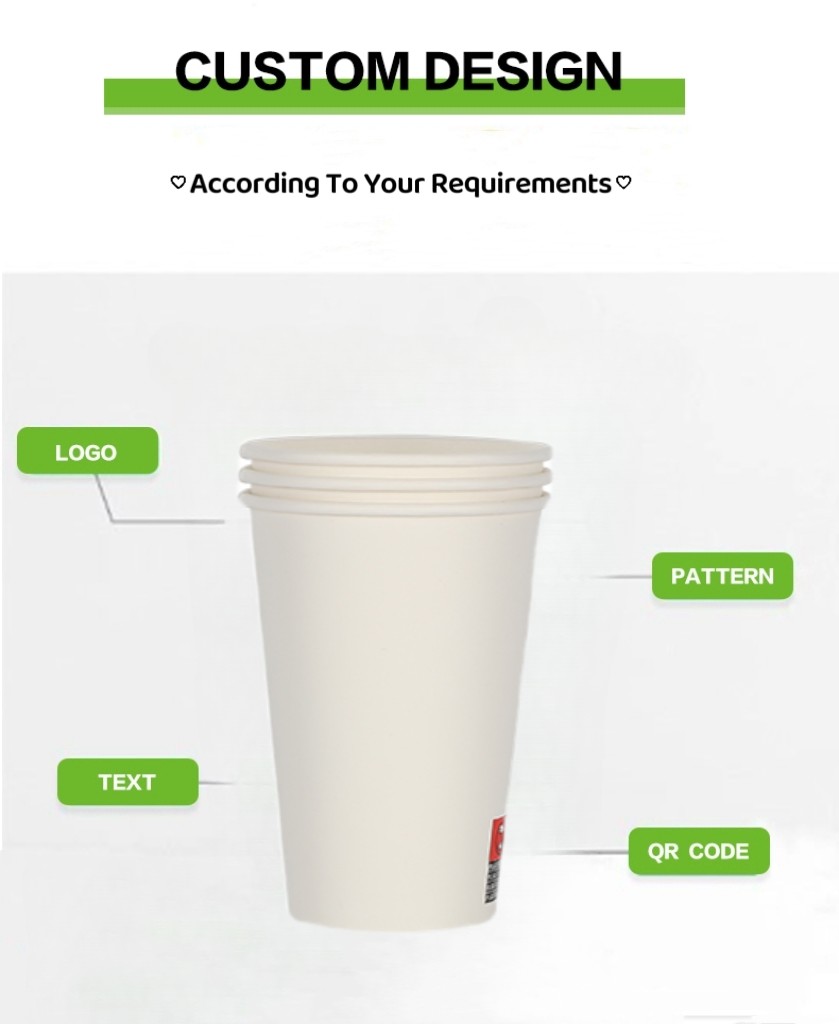 Wholesale Disposable Single Wall Paper Cup (2.5oz-24oz) Sizes with Custom Logo