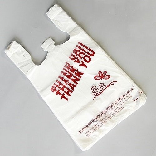 Large Plastic Grocery Reusable T Shirts Carry-out Bag , Black Colour , HDPE material