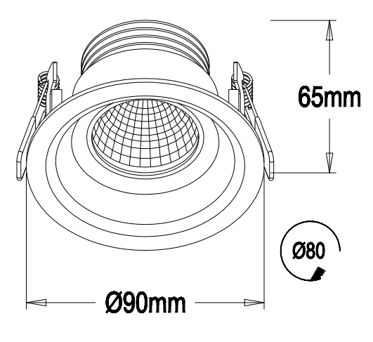 3W 270LM Recessed LED downlight Item Type with TUV certificate warranrty 3 years