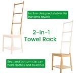 Multifunctional Bamboo Bathroom Towel Shelf Rail Floorstanding Storage