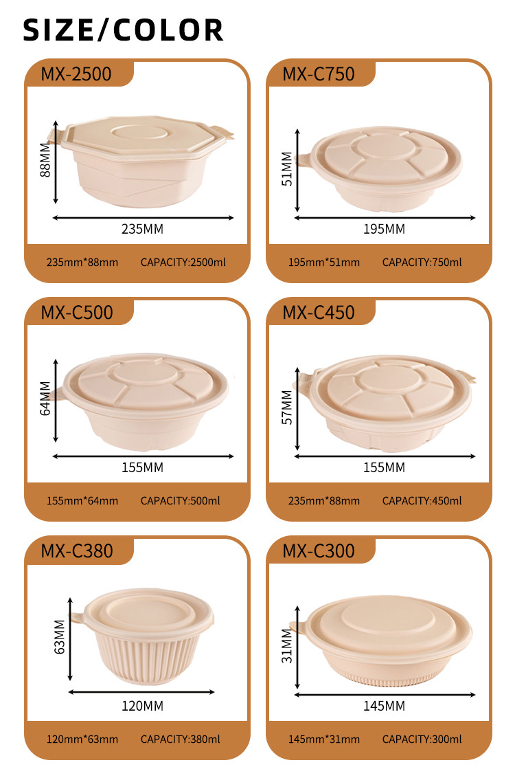 Customized Logo Printed Cornstarch Tableware Including Plates Bowls Tray