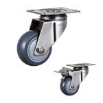 3'' Waterproof Trolley Fixed PU Stainless Steel Caster Wheels
