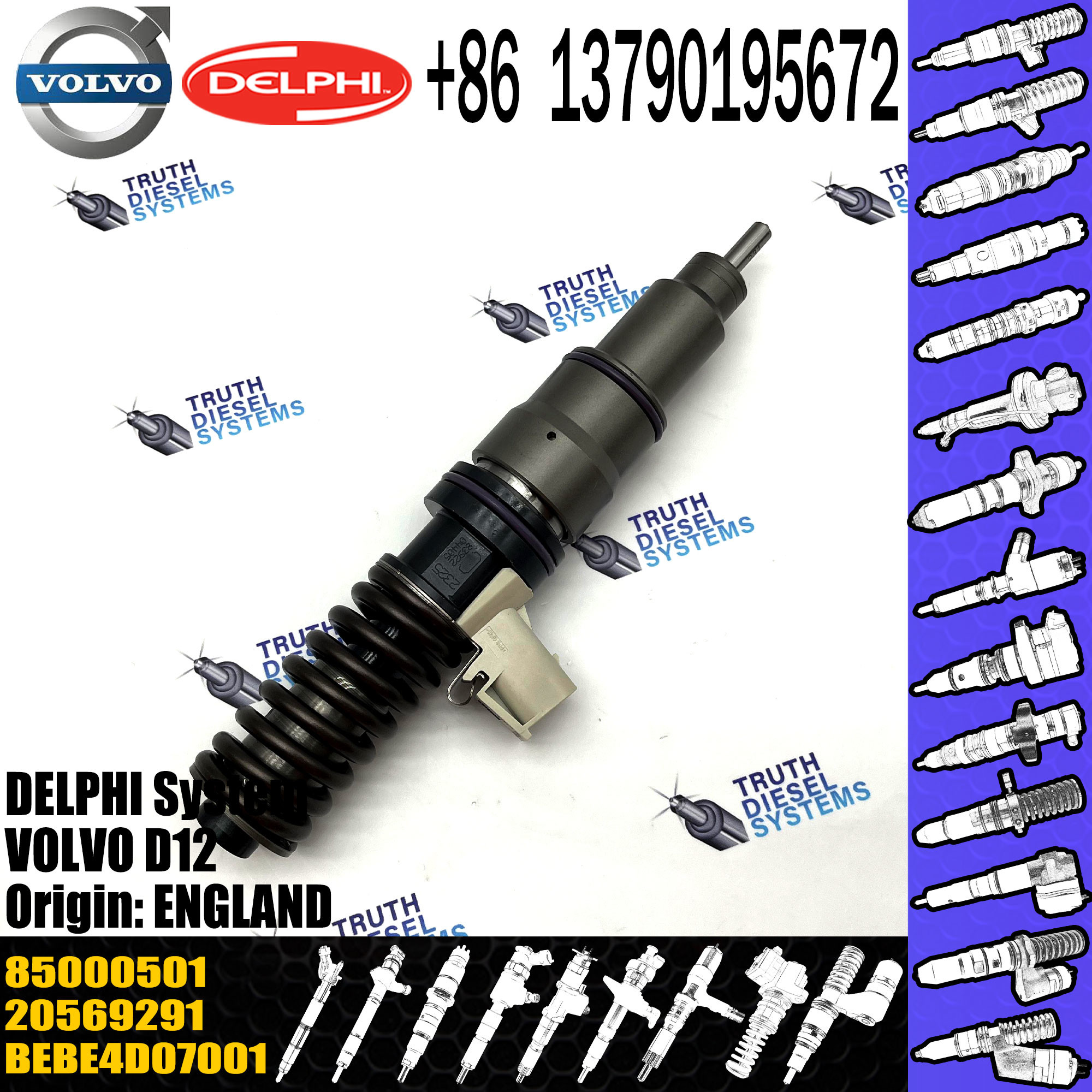 High Quality Diesel Fuel Injector 20569291 85000501 BEBE4D07001 For VOL D12