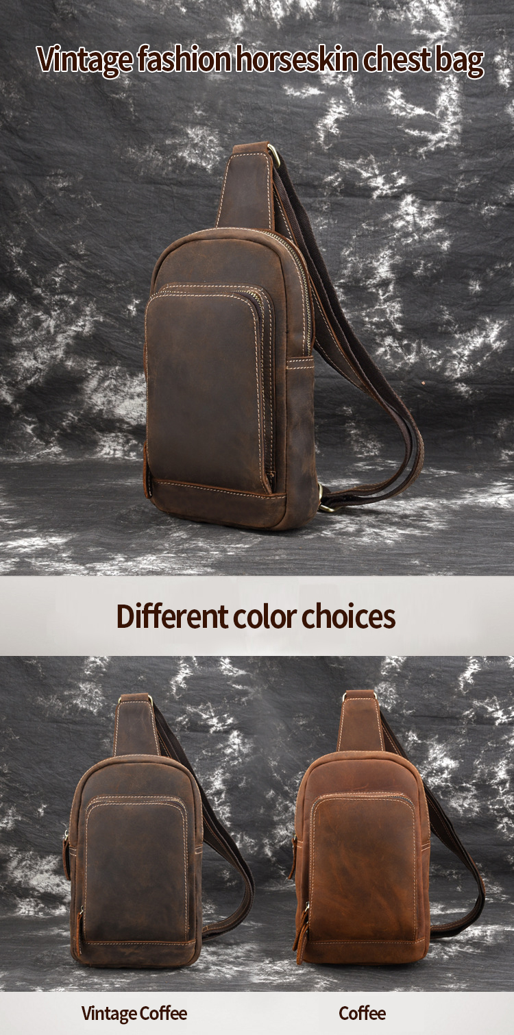 Functional Customized Cowhide Leather Sling Crossbody Backpack for Travel Hiking