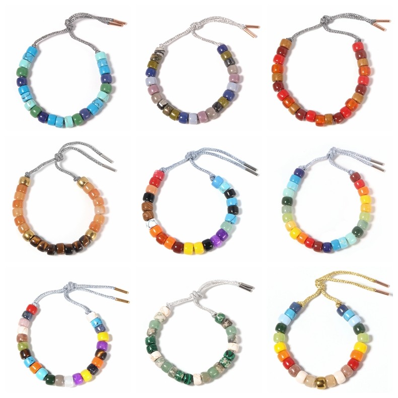 Shoelace Clasp Polychrome Forte Beads Bracelet With Silver Shoelace Clasp For Part And Holiday