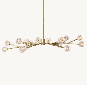 China Nickel Crystal Brass Ceiling Chandelier Hardwired Installation wholesale