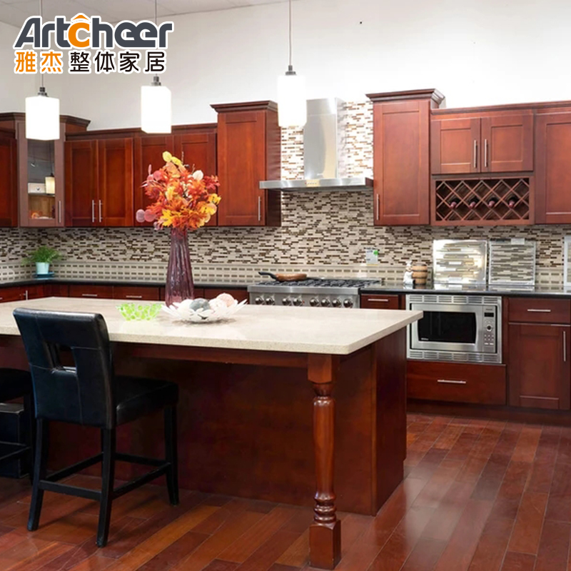Spacious Kitchen Cabinets Set with American Style Wooden Design and MDF Door Material