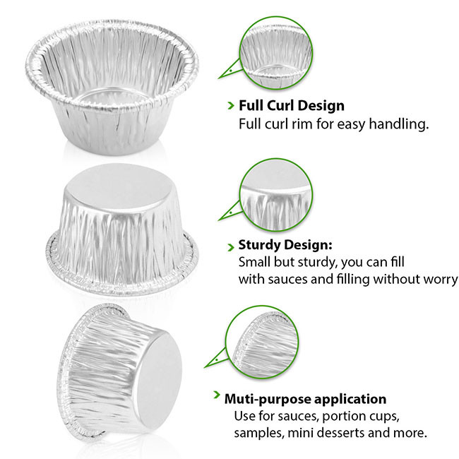 Foil Ramekins Round Foil Pans Microwave Oven Smooth Wall For Foil Tray