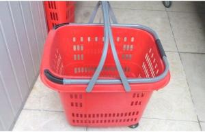 China Commercial Plastic Rolling Shopping Basket With Wheels / Shopping Trolley Cart wholesale