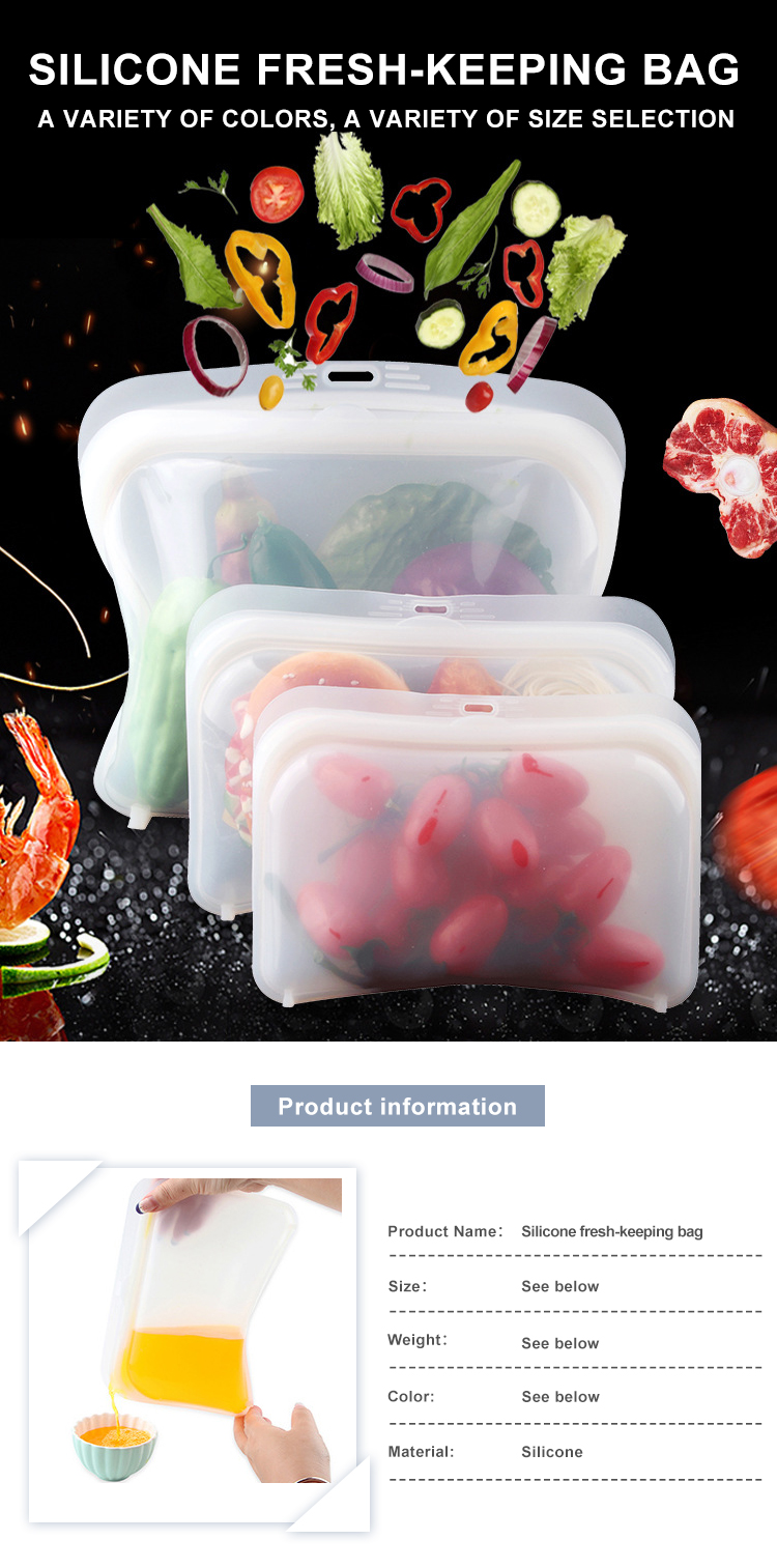 420ML 1800ML BPA Free Reusable Silicone Sandwich Snack Bags