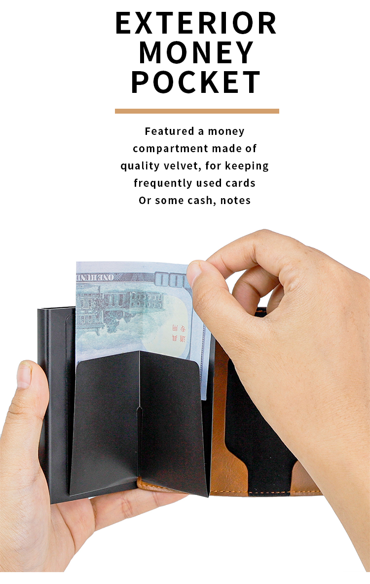 Minimalist Slim Metal Pop Up Rfid Blocking Business Credit Wallet for Daily Life