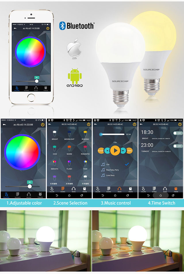 12w dimmable bluetooth smart led bulbs wholesale