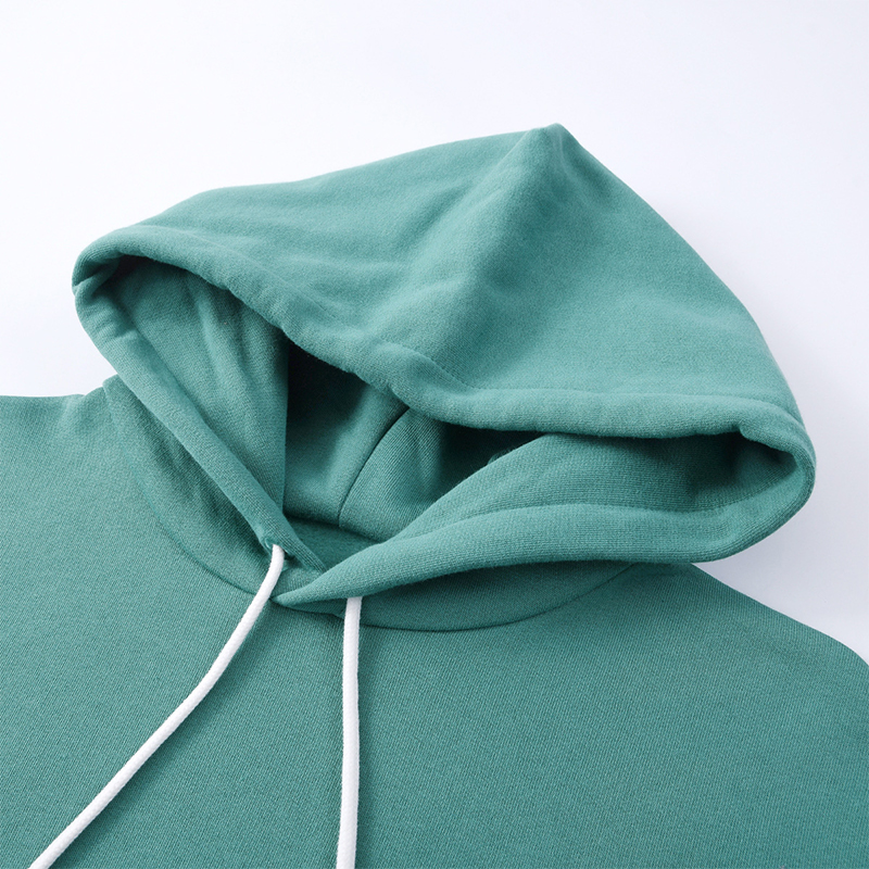 Pure Green Cotton Spandex Hoodie Autumn Fuzzy Oversized Pullover