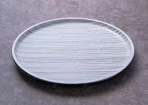 China OEM ODM White And Black Line Round Ceramic Dinner Plate wholesale