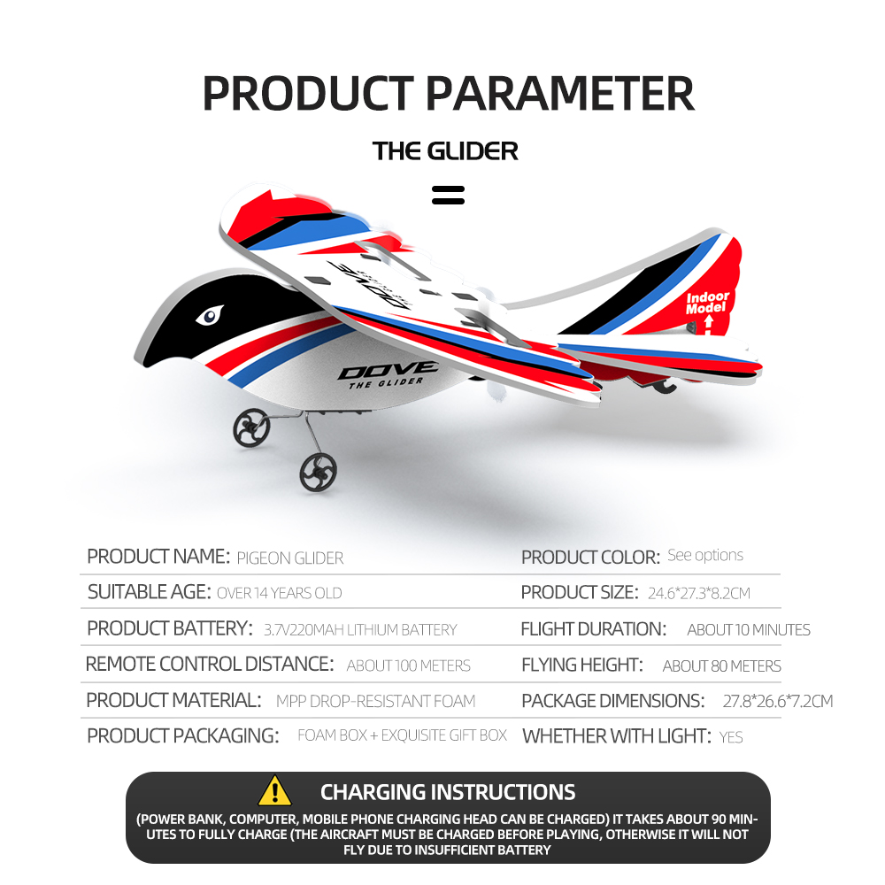 RC Glider 2.4g 2ch Remote Control Toy Flying Bird Mpp Foam Rc Airplanes Rc Bird Flying Toys with NO Aerial Photography