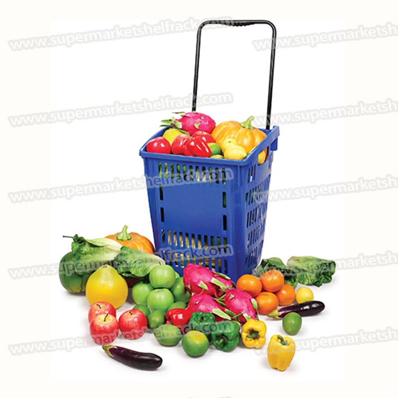 Plastic 35L Supermarket Shopping Basket Red Blue Green