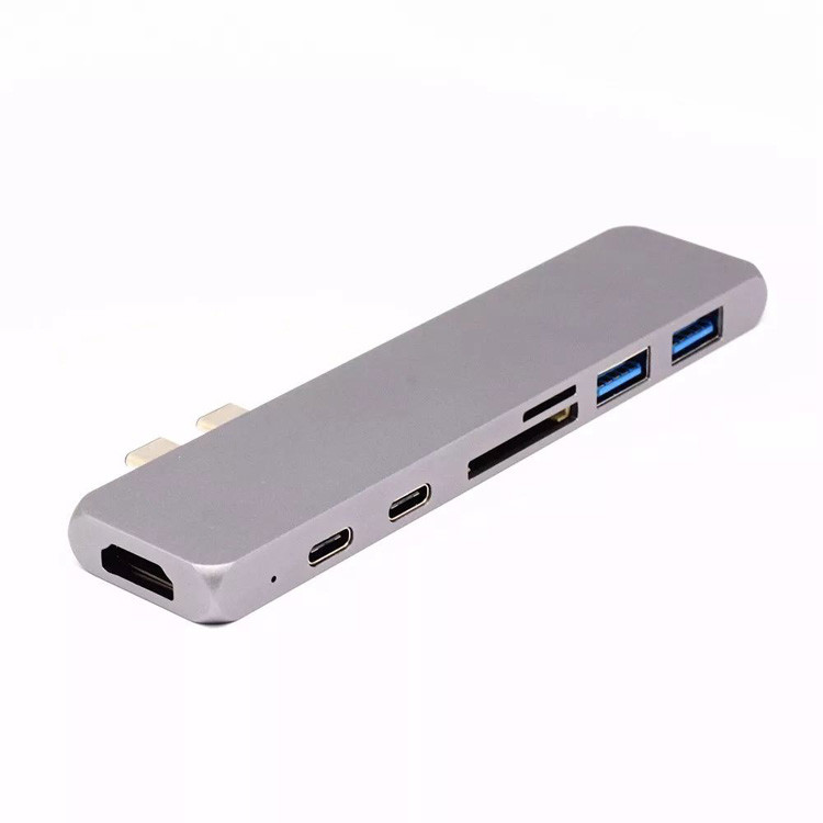 Dual USB-C Card Reader/ Hub EXCLUSIVELY for Apple Macbook Pro 2016 - 40GB/S Thunderbolt 3 (TB3) port