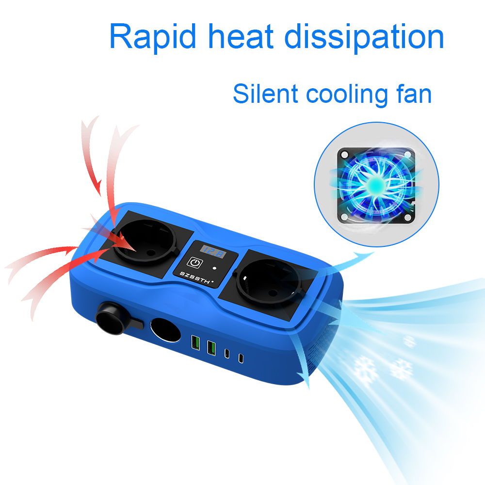 200W Car 12v To 220v Inverter Cigarette Lighter Power Inverter With 2 USB Charger Port