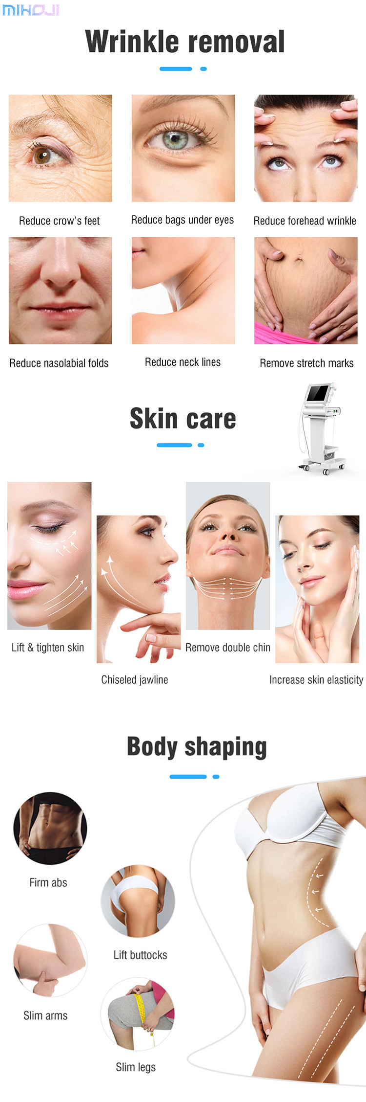 8D Hifu Body Machine Anti Aging 40000 Shots With High Energy Ultrasound