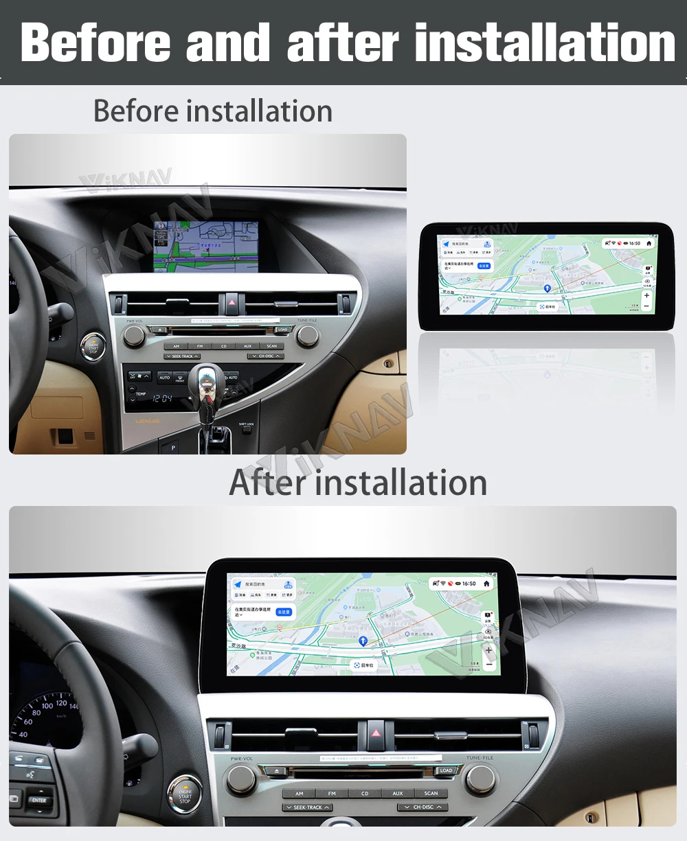 Viknav Car Radio For LEXUS RX (2009-2014) 12.3 inch Android 13 Auto New Upgrade Touch Screen GPS Navigation Multimedia
