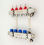 5 Port Stainless steel water underfloor heating manifold , 304 stainless steel
