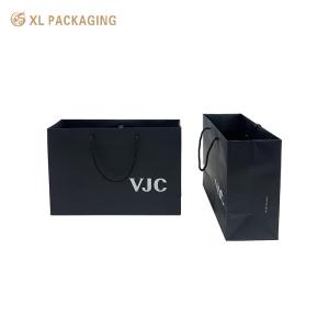 China Customized Packaging Black Bag With Own Logo Shopping Paper Gift Bags Business For Shoes And Clothing wholesale