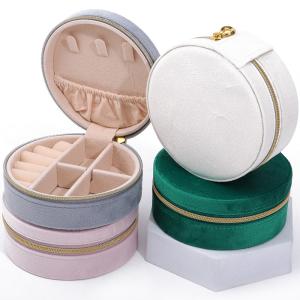China Velvet Jewelry Storage Box for Custom Logo Earrings Necklaces and Rings Packaging wholesale