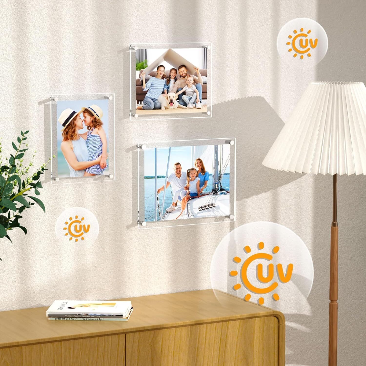 Decoration Floating Acrylic Photo Wall Frames 13'' X 16'' With Metal Standoffs