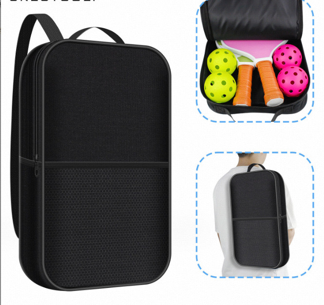 Black Pickleball Paddle Bag Waterproof Oxford Cloth Bag For Outdoor Activities
