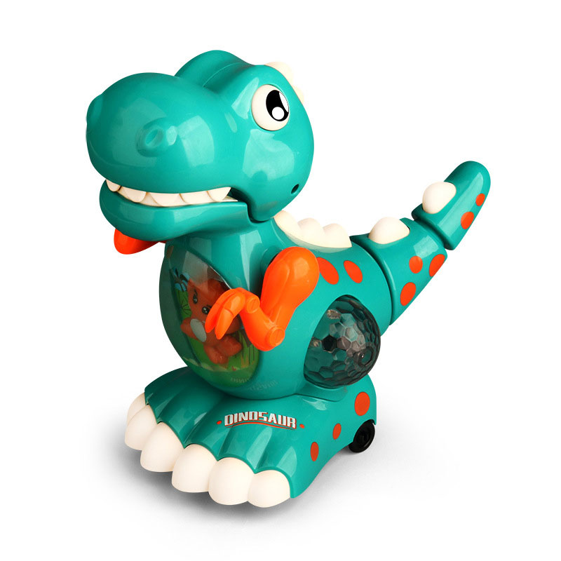 Plastic Electric Dinosaur Model with Music and Lighting Universal Rotation Puzzle Toy