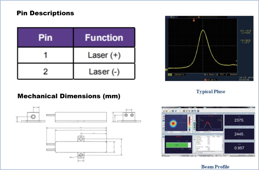 100 - 300µJ 500µJ Erbium Doped Glass Lasers Microchip Diode Pumped Lasers