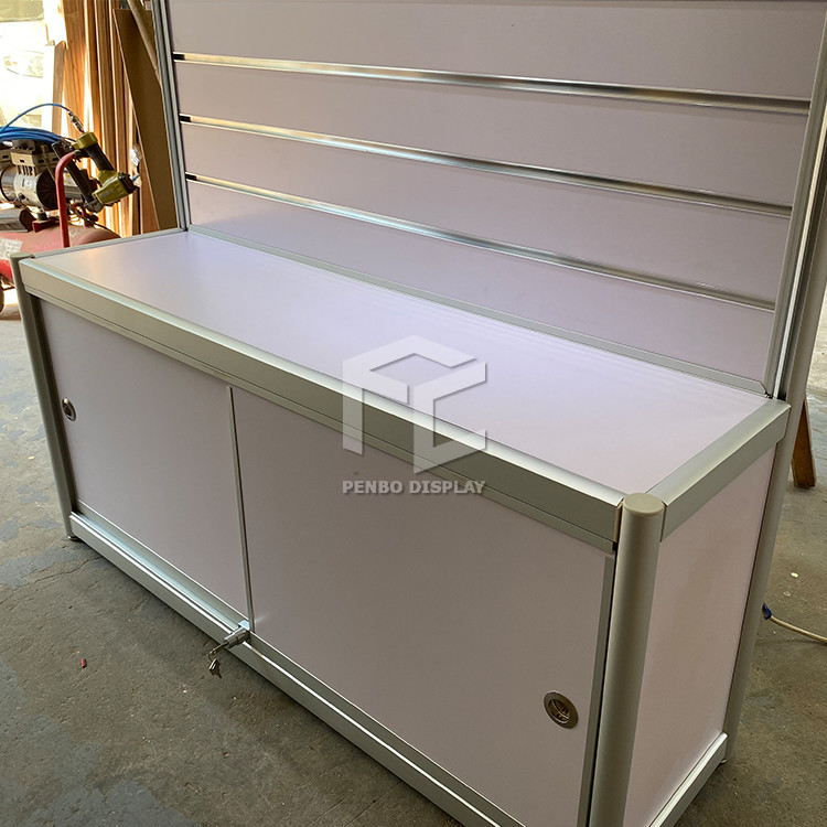 Cellphone Accessories Freestanding Slatwall Display Units With Lockable Sliding Door