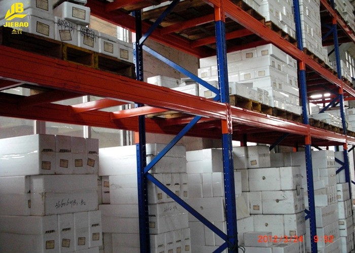 Assembly Blue Columns Warehouse Pallet Racking Load Weight 4000KG 3 Levels 6M High