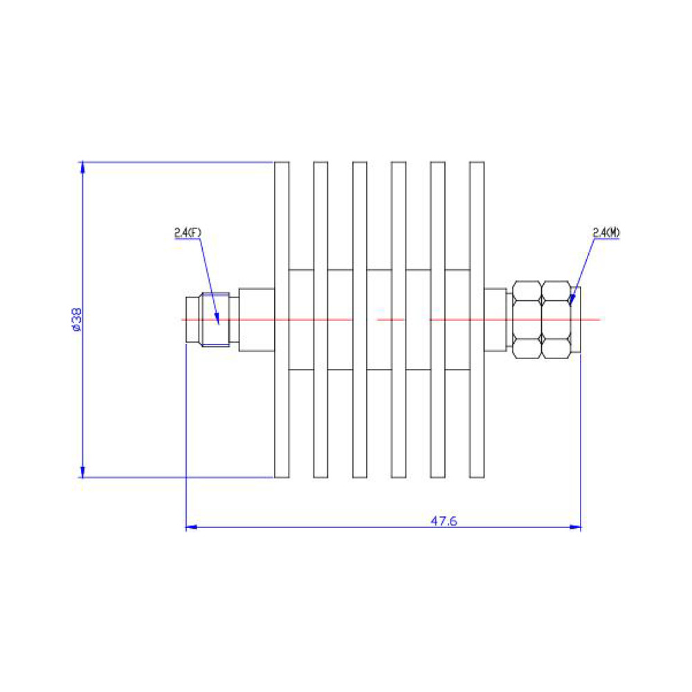 2.4 Mm Attenuator 10 W Coaxial Fixed Attenuators DC-40 GHz