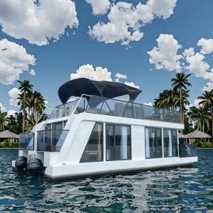 China Recreational Pontoon House Boats Aluminum Hull Houseboat Luxury Style wholesale