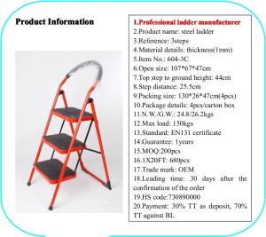 China EN131 Red 1.07cm Stainless Steel Folding Step Ladder wholesale