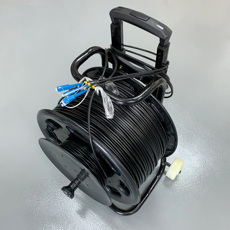 Fiber Optic Cable Spool With Expanded Beam Fiber Connector or SC, FC, FC, PDLC, ODC connector