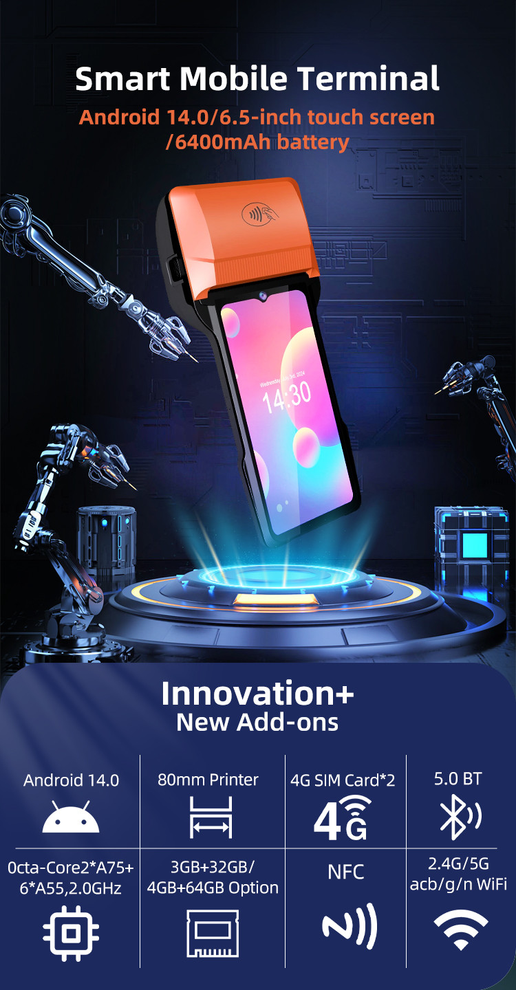 Portable Pos Terminal 3GB RAM 32GB ROM POS Android Terminal For Lottery Application Industrial Requirements
