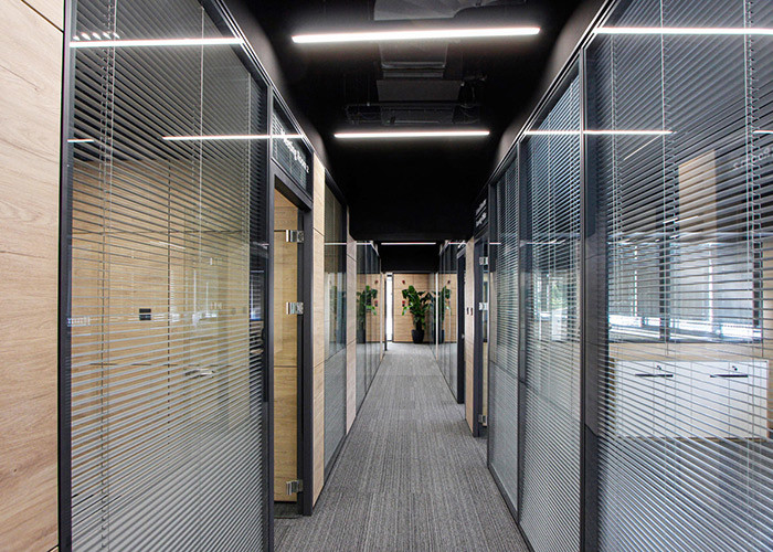 Power driven Blinds In Official Partition Wall Smart Integrated Blinds Dynamic Privacy Control