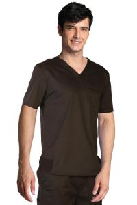 China 180 GSM Polyester Cotton Spandex V Neck Short Sleeve Brown Medical Scrubs wholesale