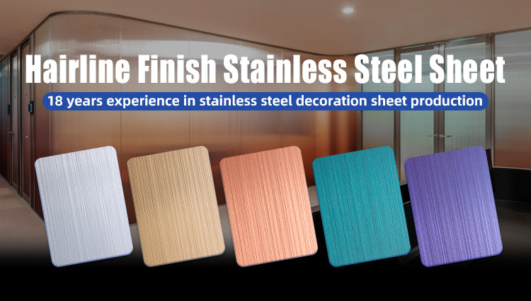 ASTM 304 316 Decorative Metal Sheets Hairline #4 Finish PVD Color 4x8 Brushed Stainless Steel Sheet