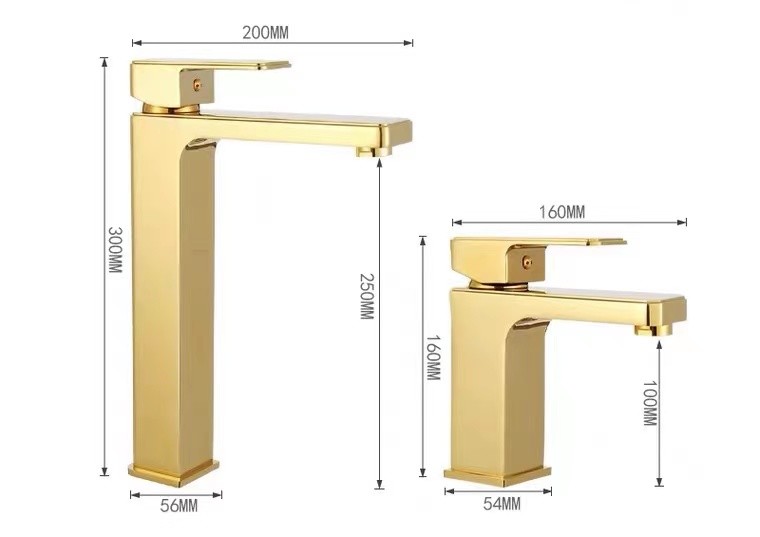Polished Golden Brass Sanitary Ware Faucet Single Handle Wash Basin Tap